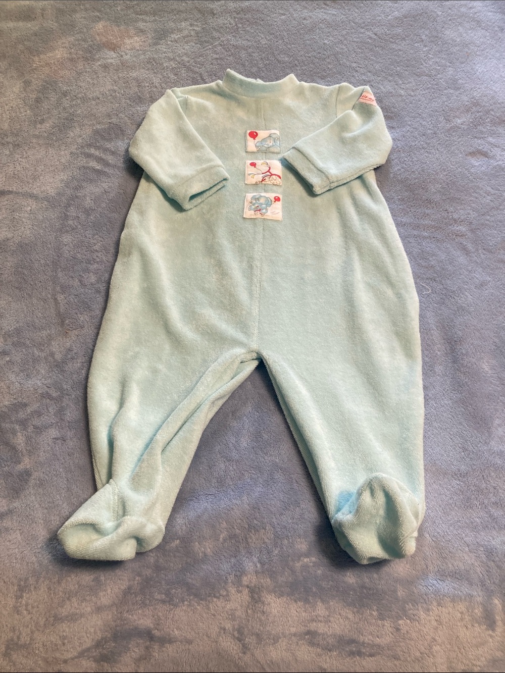 Little Me Light Aqua Fleece Footed One-Piece